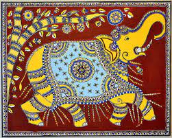 this painting on elephant design .elephant is yellow color