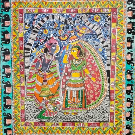 krishna radha painting,backround design with katchani